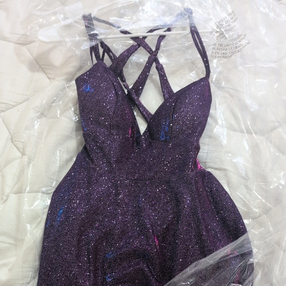 Sherry Caged Strappy A-Line Glitter Formal Dress